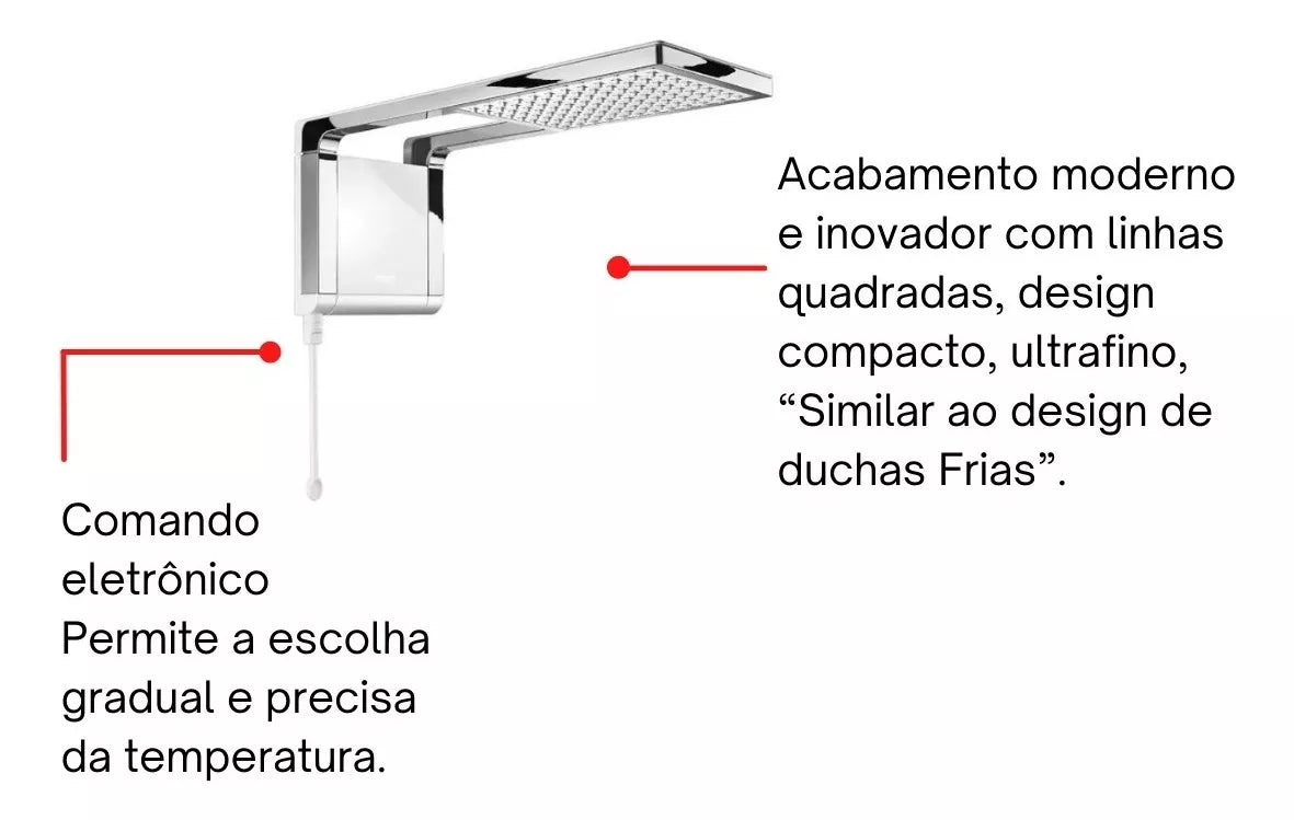 Chuveiro Elétrico de Parede Lorenzetti Acqua Ultra Storm Preto 7800W 220V Branco Cromado