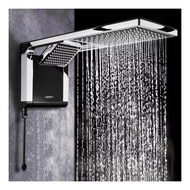 Chuveiro Elétrico De Parede Lorenzetti Acqua Ultra Duo Flex Preto Cromado 6800w 220v